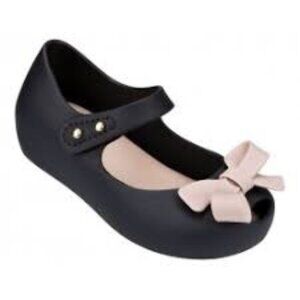 Mini Melissa Black and White Mary Jane Flats, Size 6